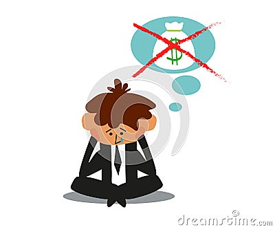 The office worker lost his profit. Cartoon. Vector Vector Illustration